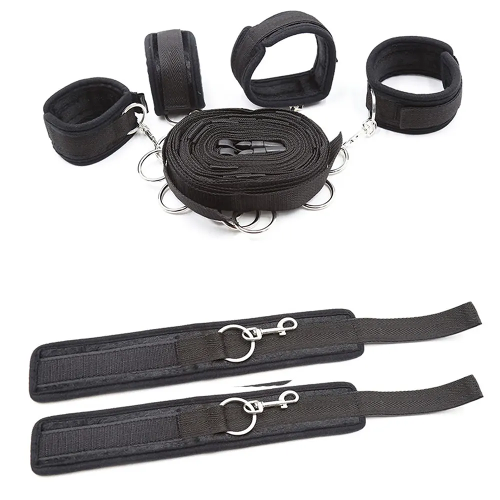 Restraint Set BDSM Bondage Handcuffs & Ankle Cuffs Slave On The Bed Open Leg Flirt Sex Toys For Women Couples Erotic No Vibrator thumbnail 2