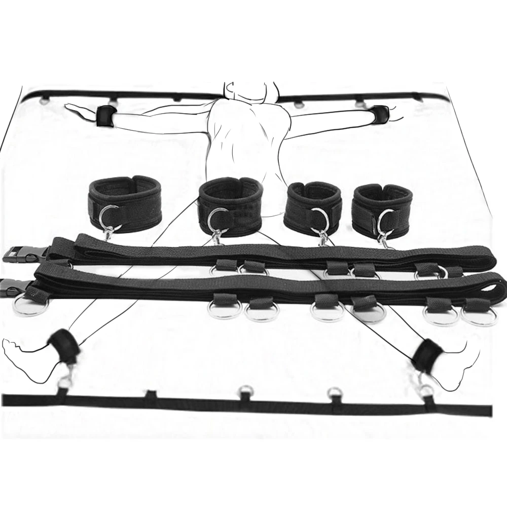 Restraint Set BDSM Bondage Handcuffs & Ankle Cuffs Slave On The Bed Open Leg Flirt Sex Toys For Women Couples Erotic No Vibrator thumbnail 3