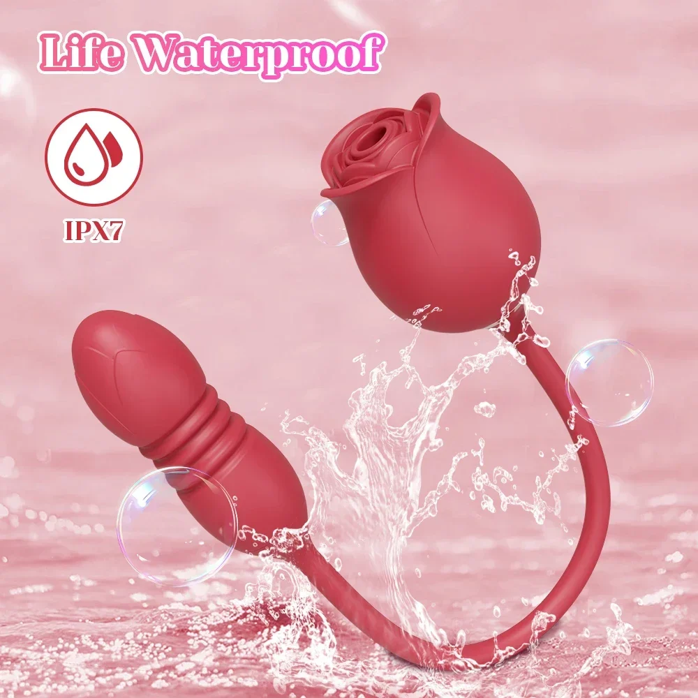 Rose-Sucking Sex Toys Dildo Vibrator for Women 3in1 Thrusting G Spot Anal Vibrators Stimulator Female Vibrating Egg Adult Toys thumbnail 4
