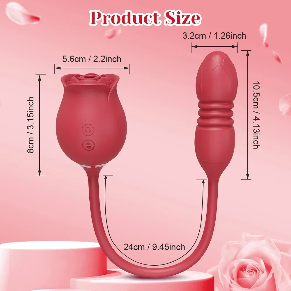 Rose-Sucking Sex Toys Dildo Vibrator for Women 3in1 Thrusting G Spot Anal Vibrators Stimulator Female Vibrating Egg Adult Toys thumbnail 5