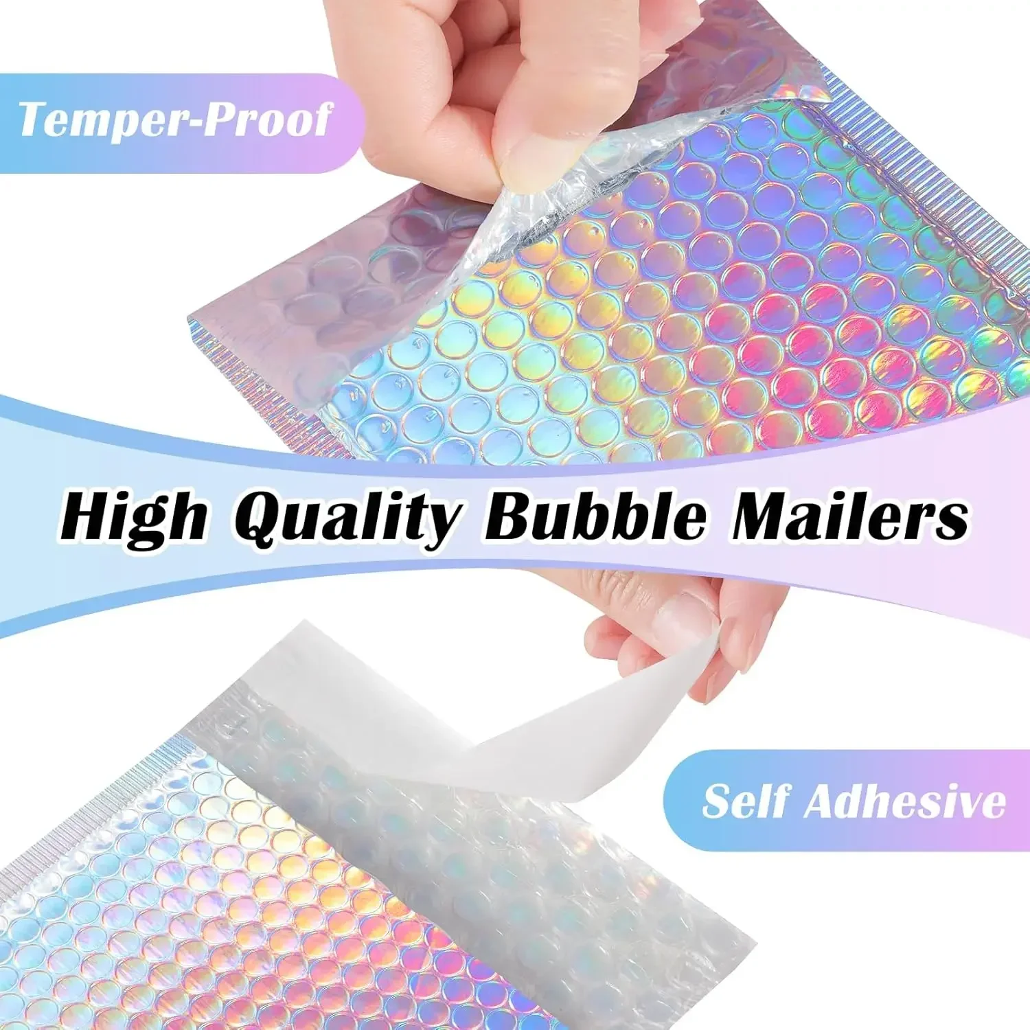 50Pcs Shipping Bags Metal Bubble Mailer Holographic Small Business Supplies Packaging Envelope Mailing Office School thumbnail 2