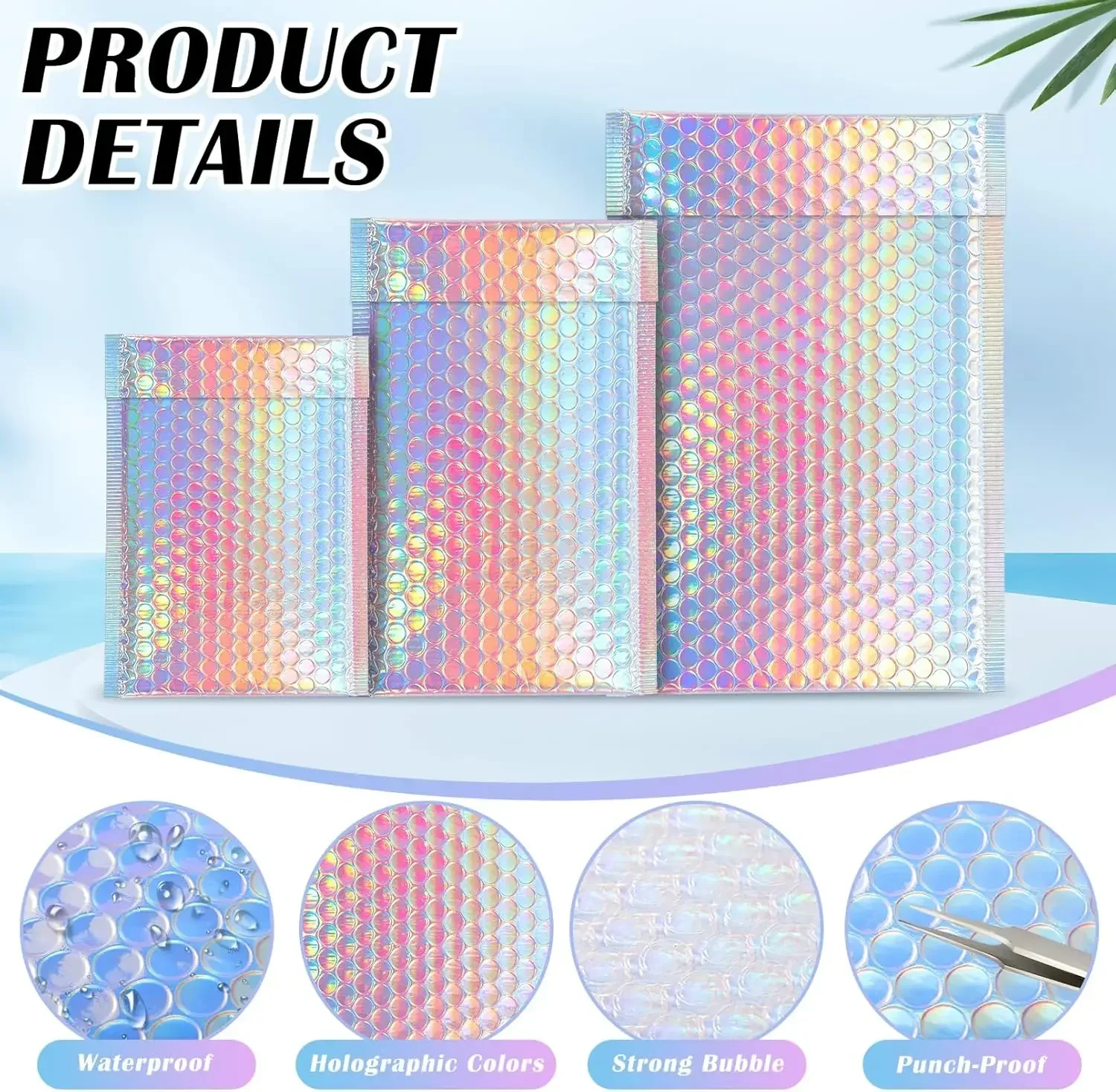 50Pcs Shipping Bags Metal Bubble Mailer Holographic Small Business Supplies Packaging Envelope Mailing Office School thumbnail 3