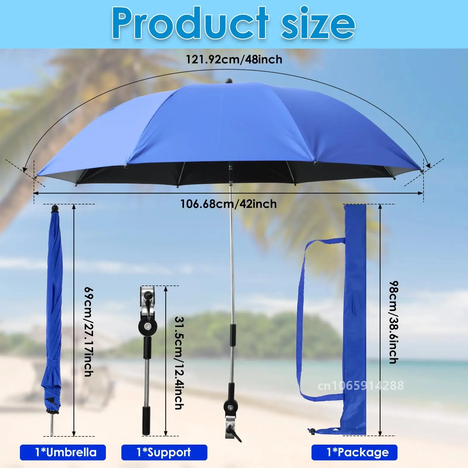 Outdoor Beach Sun Shade Umbrella Anti-Uv Umbrella Camping Beach Chair Parasol Rain Gear Sun Protection Umbrella With Clip thumbnail 4