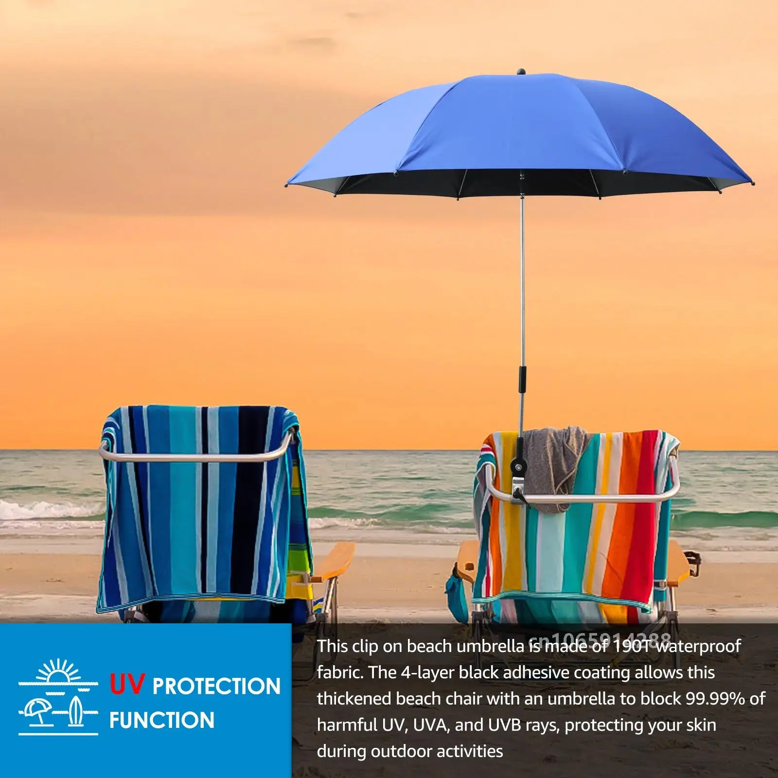Outdoor Beach Sun Shade Umbrella Anti-Uv Umbrella Camping Beach Chair Parasol Rain Gear Sun Protection Umbrella With Clip thumbnail 6