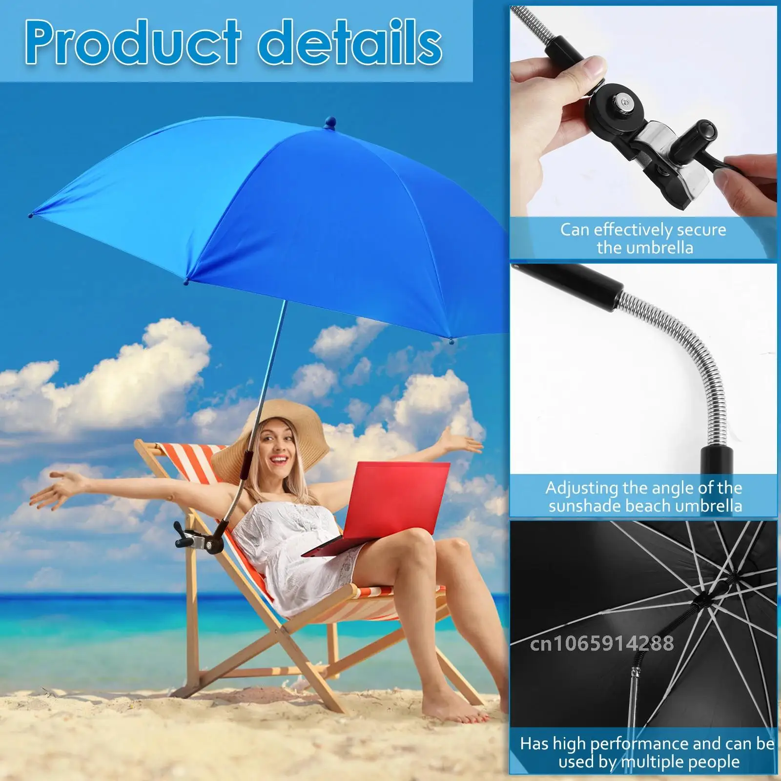 Outdoor Beach Sun Shade Umbrella Anti-Uv Umbrella Camping Beach Chair Parasol Rain Gear Sun Protection Umbrella With Clip thumbnail 5