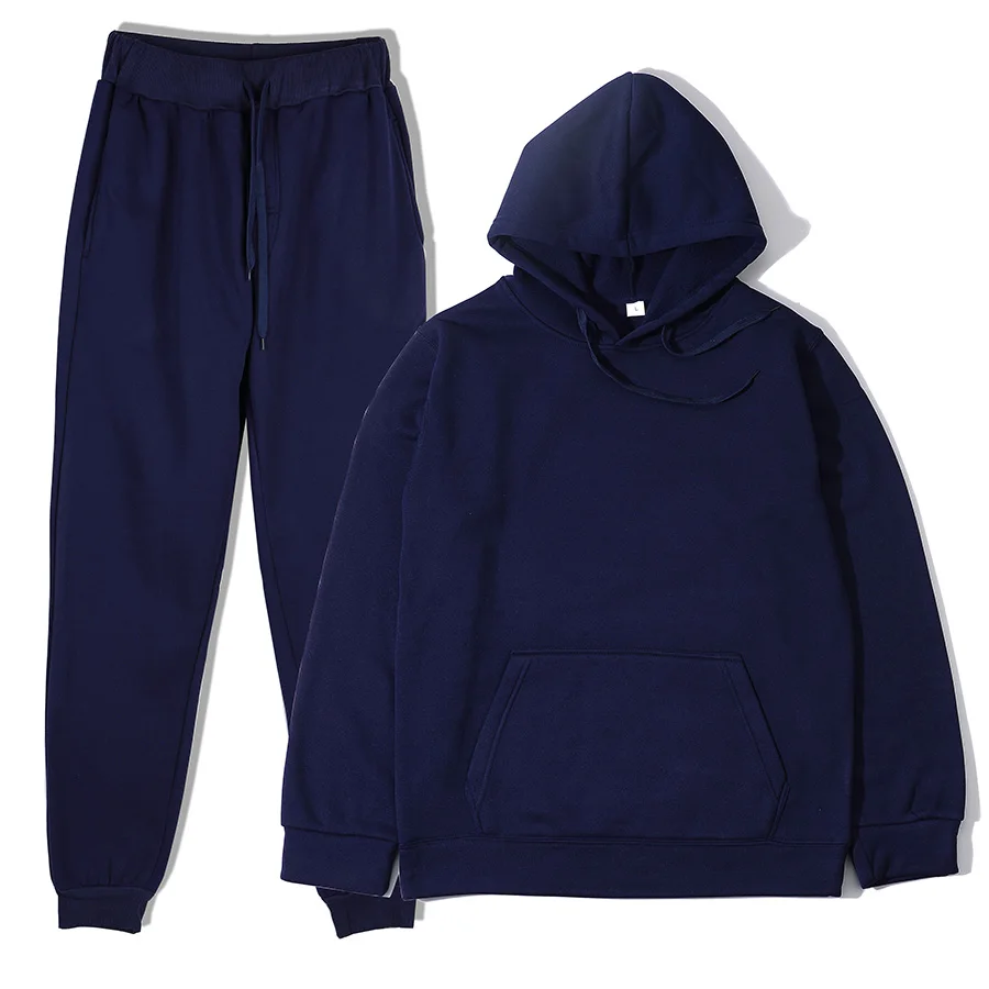 Men's Autumn and Winter New Solid Color Hoodie+pants Two-piece Set Fashionable Casual Sports Set Size S-3XL Men's Tracksuit thumbnail 3