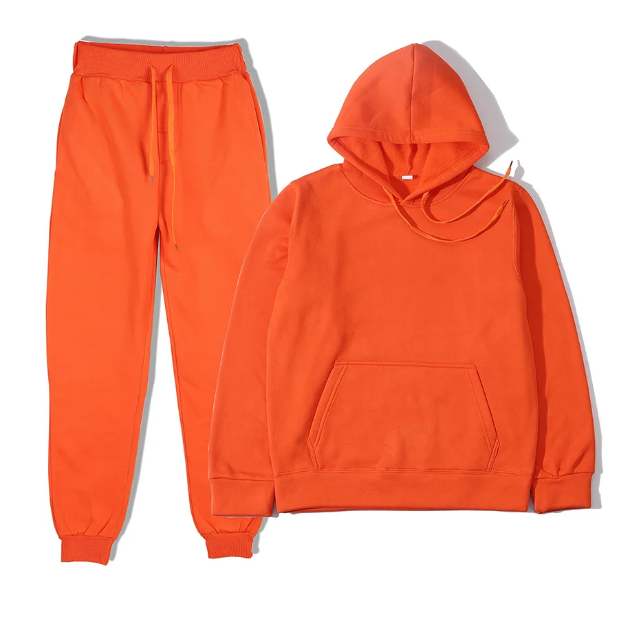 Men's Autumn and Winter New Solid Color Hoodie+pants Two-piece Set Fashionable Casual Sports Set Size S-3XL Men's Tracksuit thumbnail 2