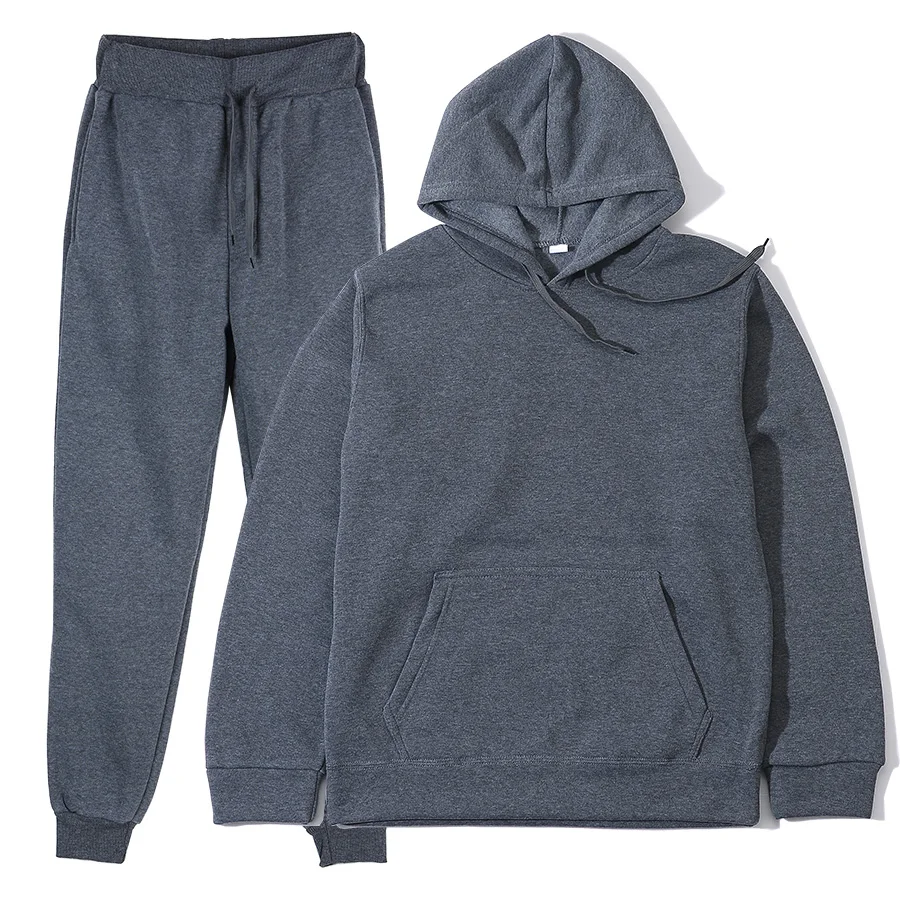 Men's Autumn and Winter New Solid Color Hoodie+pants Two-piece Set Fashionable Casual Sports Set Size S-3XL Men's Tracksuit thumbnail 4