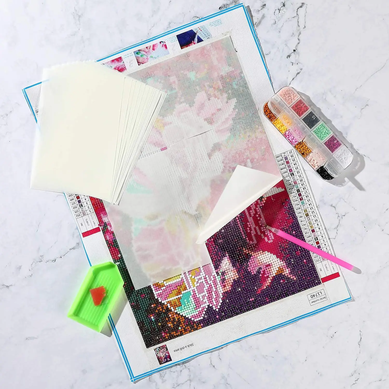 50pcs Diamond Painting Release Paper 15x10cm Diamond Painting Cover Non Stick Replacement Paper for Diamond Embroidery Supplies thumbnail 2