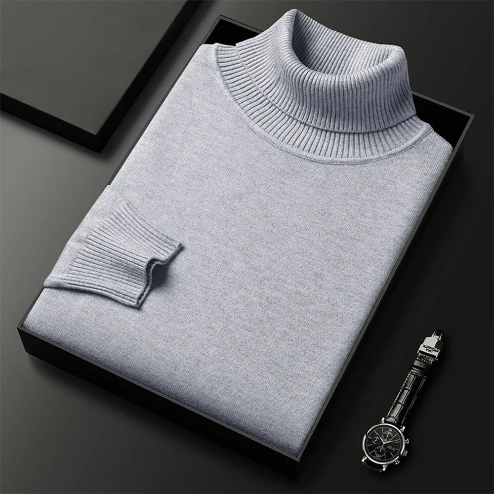 Sweaters for Men Anti-pilling Quality Knitwear Turtleneck Sweater Slim Fit Long Sleeve Pullover Solid Color Men Clothing thumbnail 4