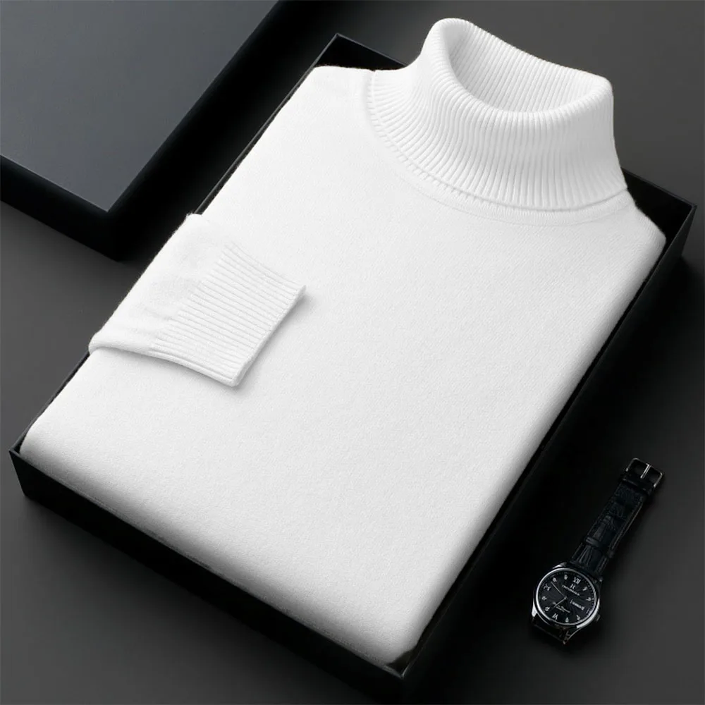 Sweaters for Men Anti-pilling Quality Knitwear Turtleneck Sweater Slim Fit Long Sleeve Pullover Solid Color Men Clothing