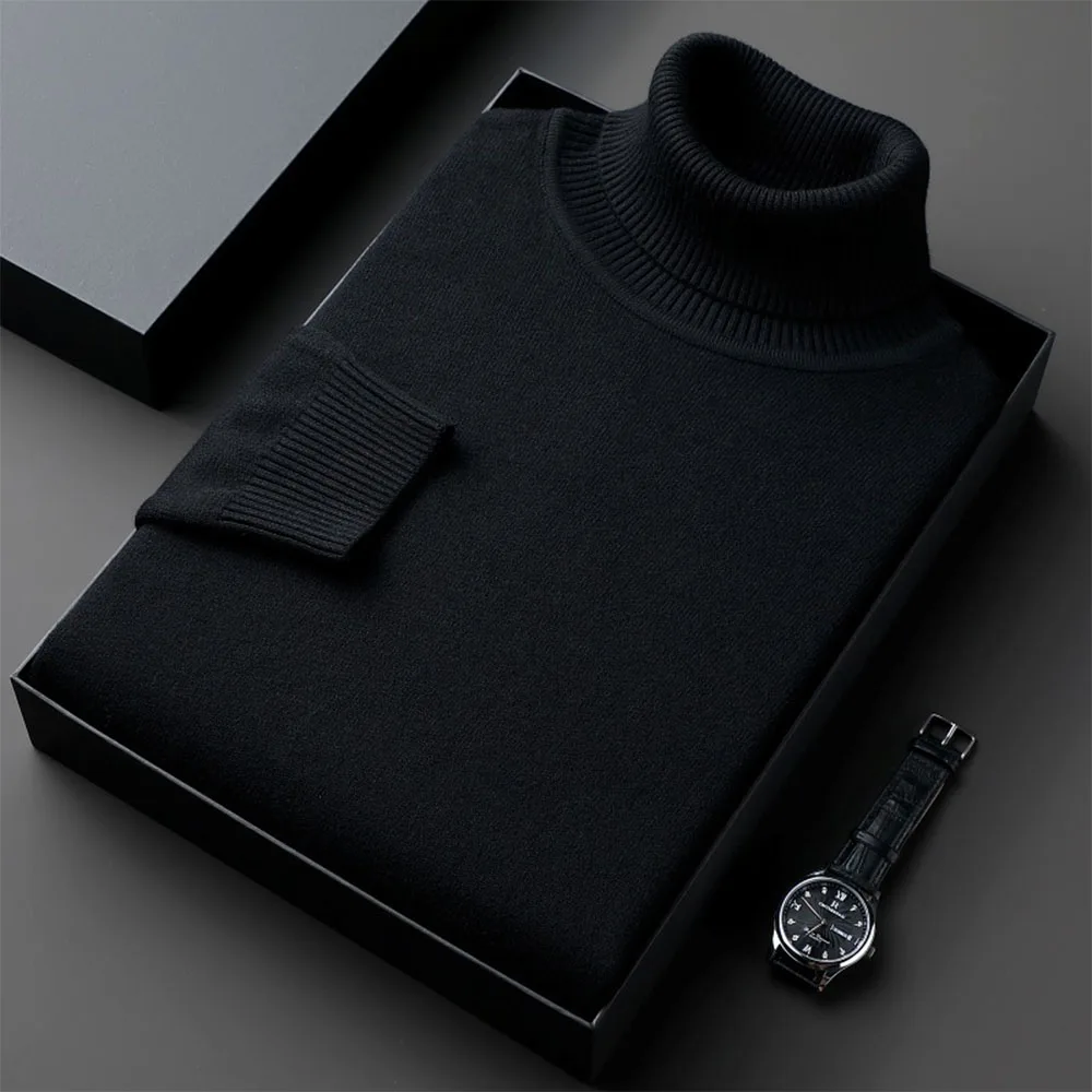 Sweaters for Men Anti-pilling Quality Knitwear Turtleneck Sweater Slim Fit Long Sleeve Pullover Solid Color Men Clothing thumbnail 2