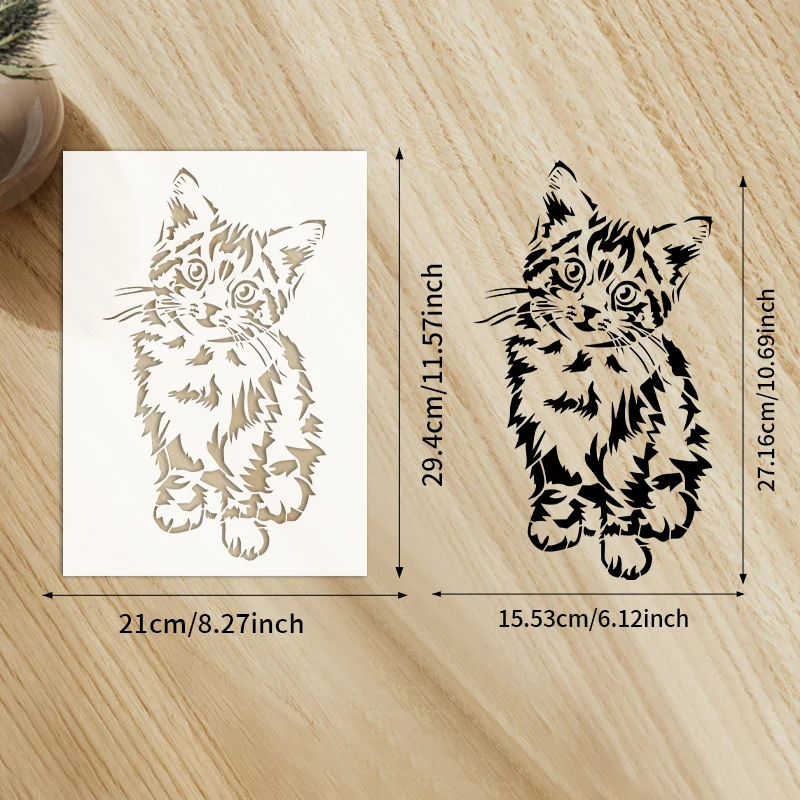 YOMDID 1pc Lovely Cat Drawing Hollow Stencil Reusable DIY Animal Pattern Graffiti Airbrush Handmade Decorative Craft Template thumbnail 6