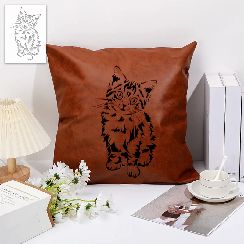 YOMDID 1pc Lovely Cat Drawing Hollow Stencil Reusable DIY Animal Pattern Graffiti Airbrush Handmade Decorative Craft Template thumbnail 5