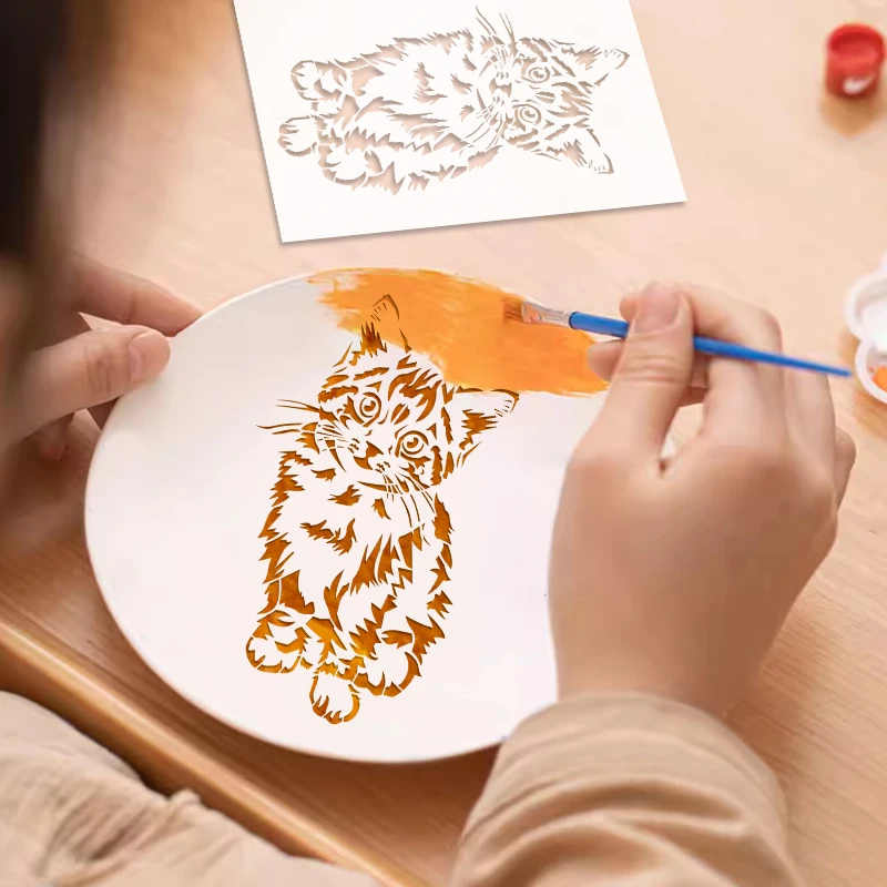 YOMDID 1pc Lovely Cat Drawing Hollow Stencil Reusable DIY Animal Pattern Graffiti Airbrush Handmade Decorative Craft Template thumbnail 4