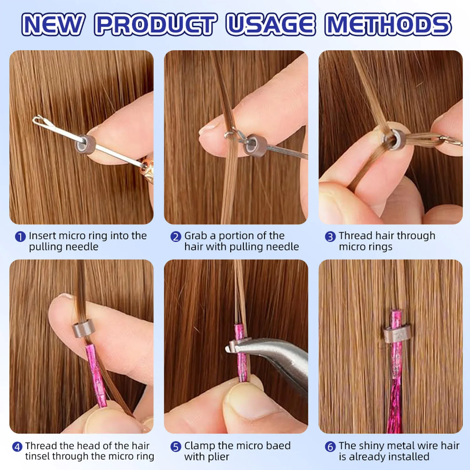 50pcs Synthetic I Tip Tinsel Hair Extensions Glitter Tinsel Hair Fairy Hairpieces Party Dazzle Hair Accessories For Women Girls thumbnail 5