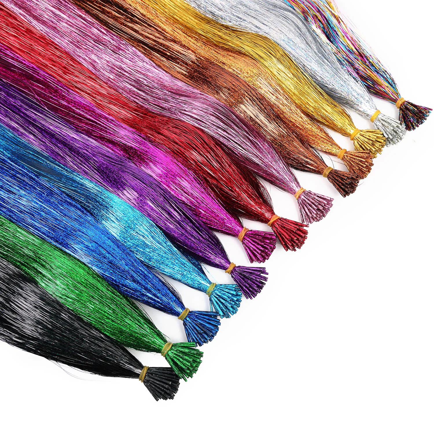 50pcs Synthetic I Tip Tinsel Hair Extensions Glitter Tinsel Hair Fairy Hairpieces Party Dazzle Hair Accessories For Women Girls thumbnail 3