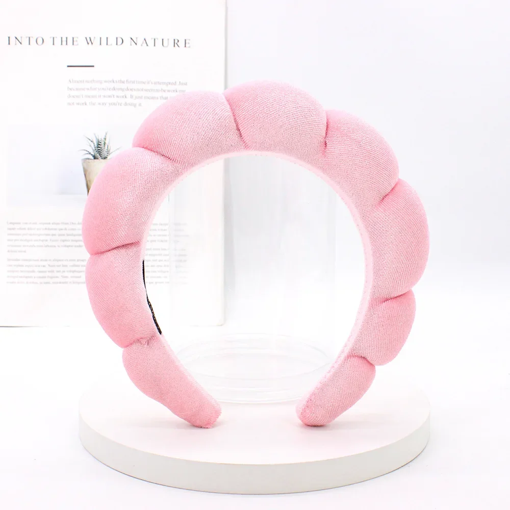 Sponge Spa Headband Velvet Washing Face Wide Padded Headband Skin Care Makeup Removal Shower for Women Girls Hair Accessories thumbnail 4