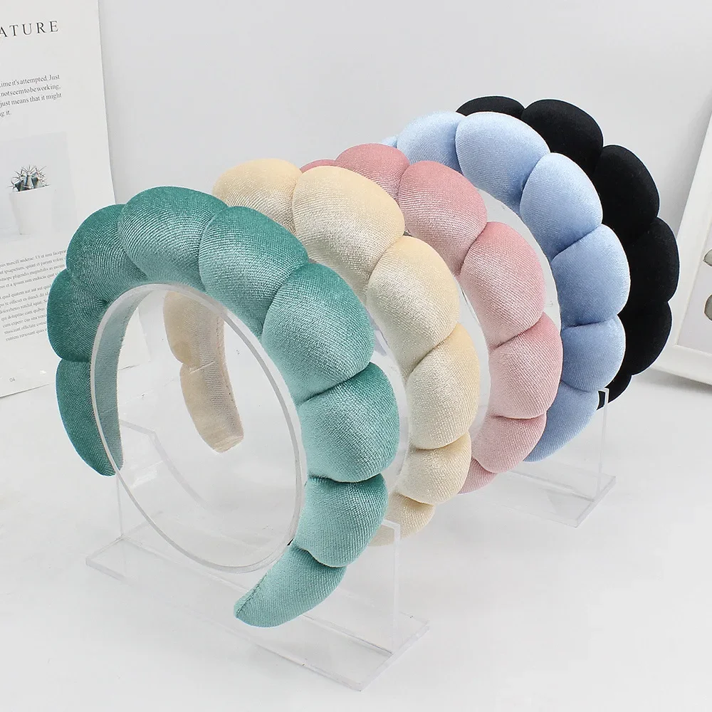 Sponge Spa Headband Velvet Washing Face Wide Padded Headband Skin Care Makeup Removal Shower for Women Girls Hair Accessories thumbnail 6