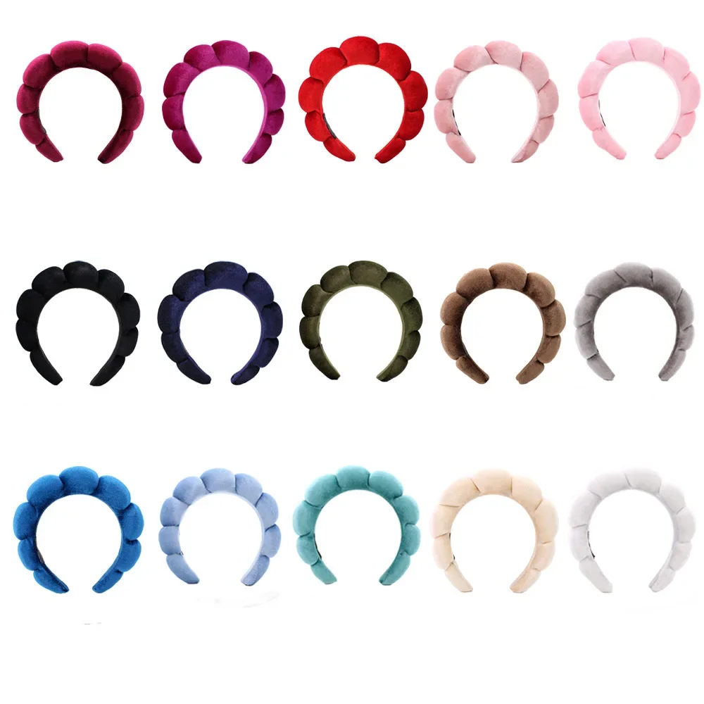 Sponge Spa Headband Velvet Washing Face Wide Padded Headband Skin Care Makeup Removal Shower for Women Girls Hair Accessories thumbnail 2