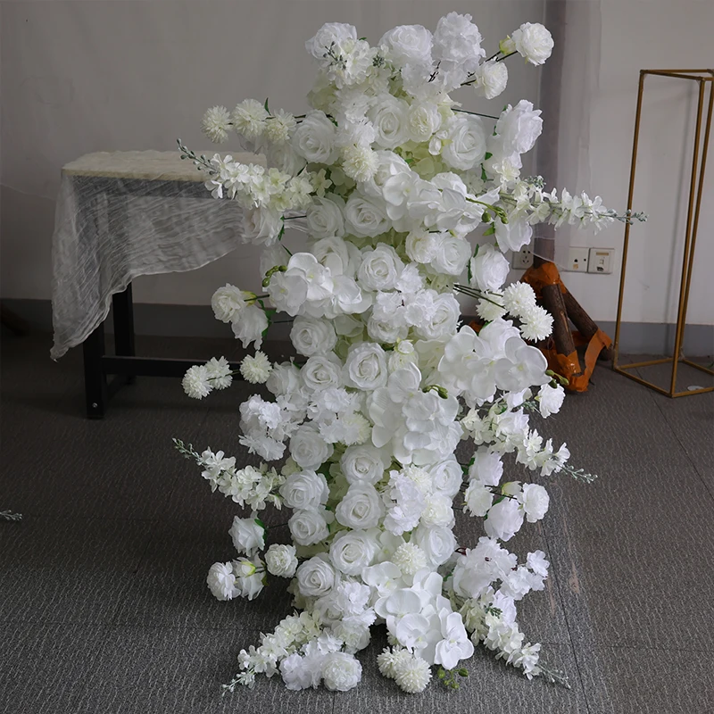 200/50CM White Rose Artificial Flower Runner Large Table Centerpieces Wedding Arch Backdrop Decor Flower Row Party Layout props thumbnail 5