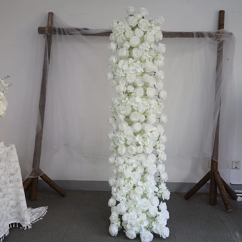 200/50CM White Rose Artificial Flower Runner Large Table Centerpieces Wedding Arch Backdrop Decor Flower Row Party Layout props thumbnail 4