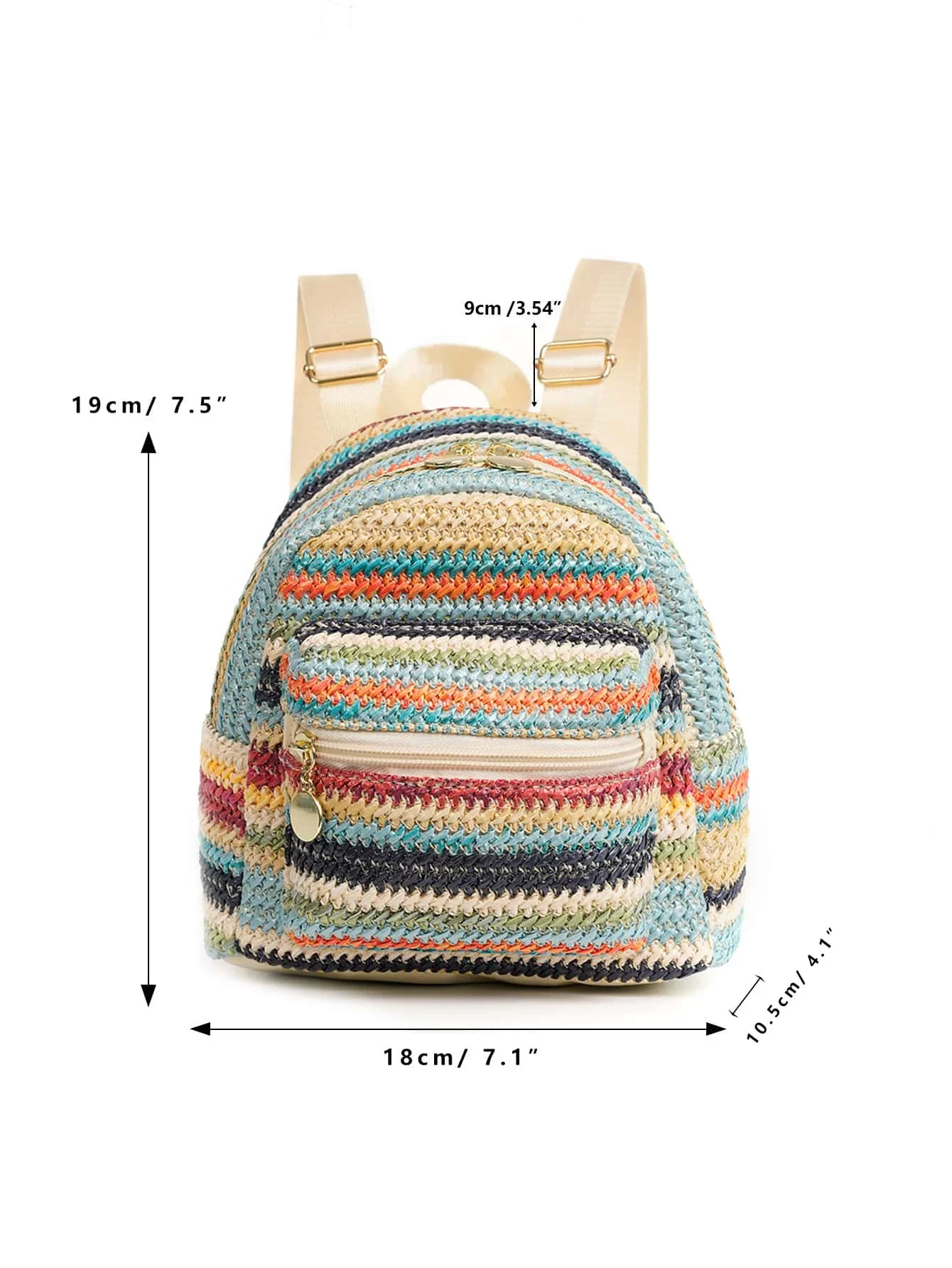 1pcs Women's Mini Colorful Straw Backpack Suitable for Girls Women's Outdoor Travel Vacation Beach School Dormitory Daily Use thumbnail 3