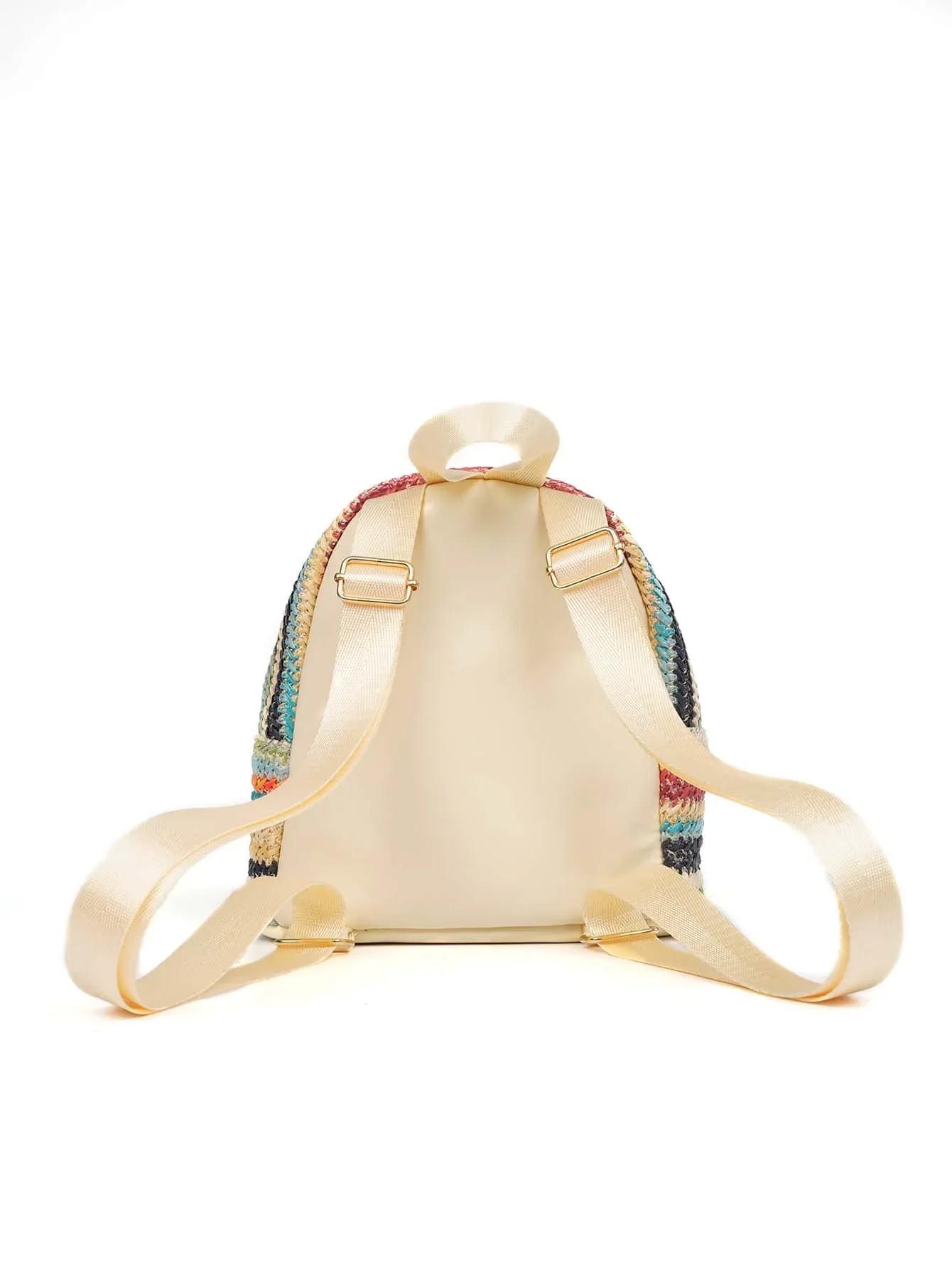 1pcs Women's Mini Colorful Straw Backpack Suitable for Girls Women's Outdoor Travel Vacation Beach School Dormitory Daily Use thumbnail 6
