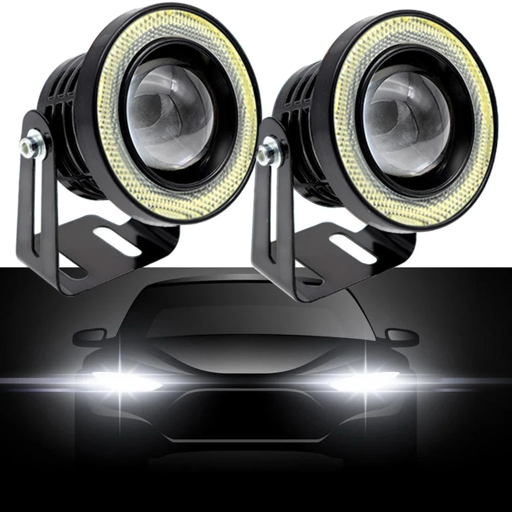Blue Red Yellow Angel Eyes Fog Light LED DRL Daytime Running Lamp COB 12V HeadLamp Turn Signal Trunk Led Projector 3.5 inch Bulb thumbnail 2