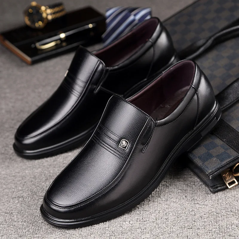 Leather Men Formal Shoes Luxury Brand 2025 Men's Loafers Dress Moccasins Breathable Slip on Black Driving Shoes Plus Size 38-46 thumbnail 2