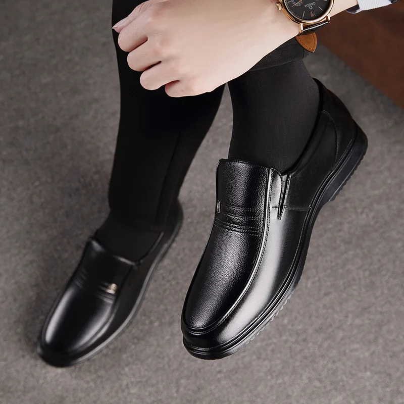 Leather Men Formal Shoes Luxury Brand 2025 Men's Loafers Dress Moccasins Breathable Slip on Black Driving Shoes Plus Size 38-46 thumbnail 4