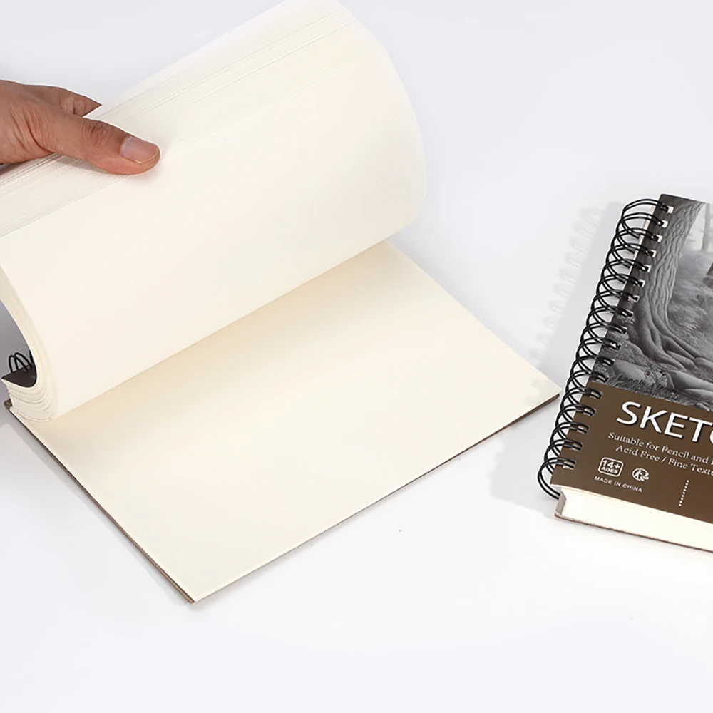 Professional 100 Sheets Sketch Book 5.83"x9" with Spiral Bound and Hardback Cover - White Acid-Free Drawing Sketch Paper (100g) thumbnail 3