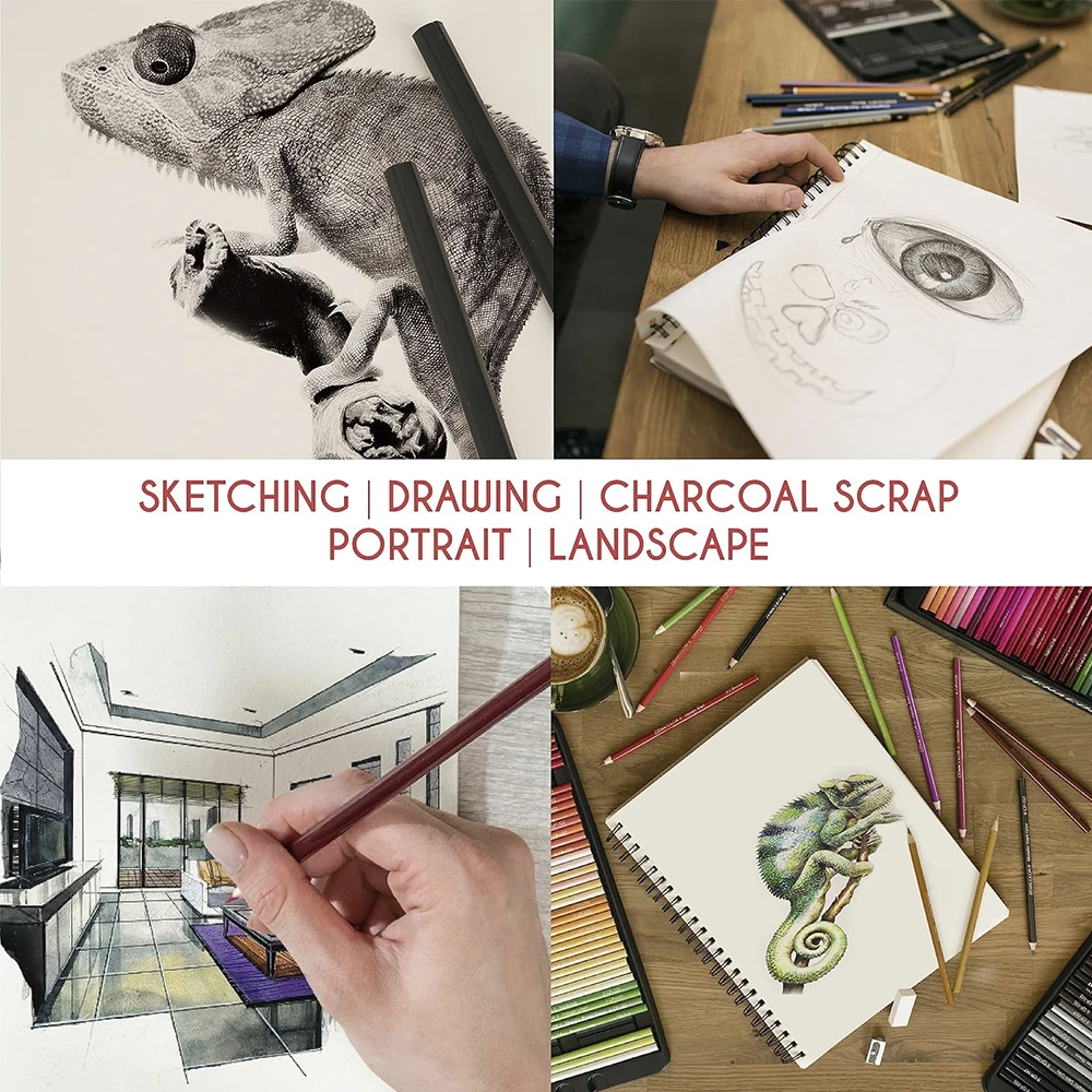 Professional 100 Sheets Sketch Book 5.83"x9" with Spiral Bound and Hardback Cover - White Acid-Free Drawing Sketch Paper (100g) thumbnail 6
