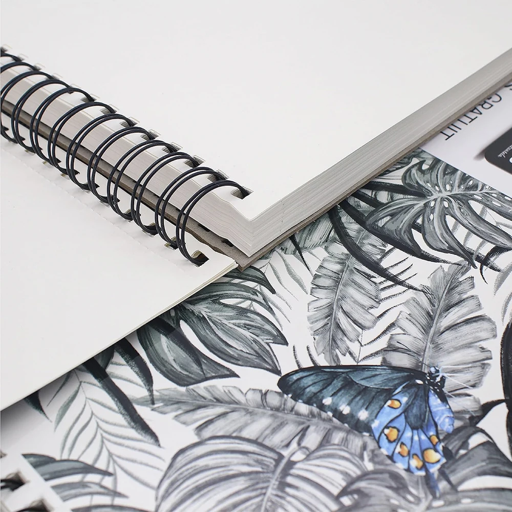Professional 100 Sheets Sketch Book 5.83"x9" with Spiral Bound and Hardback Cover - White Acid-Free Drawing Sketch Paper (100g) thumbnail 5