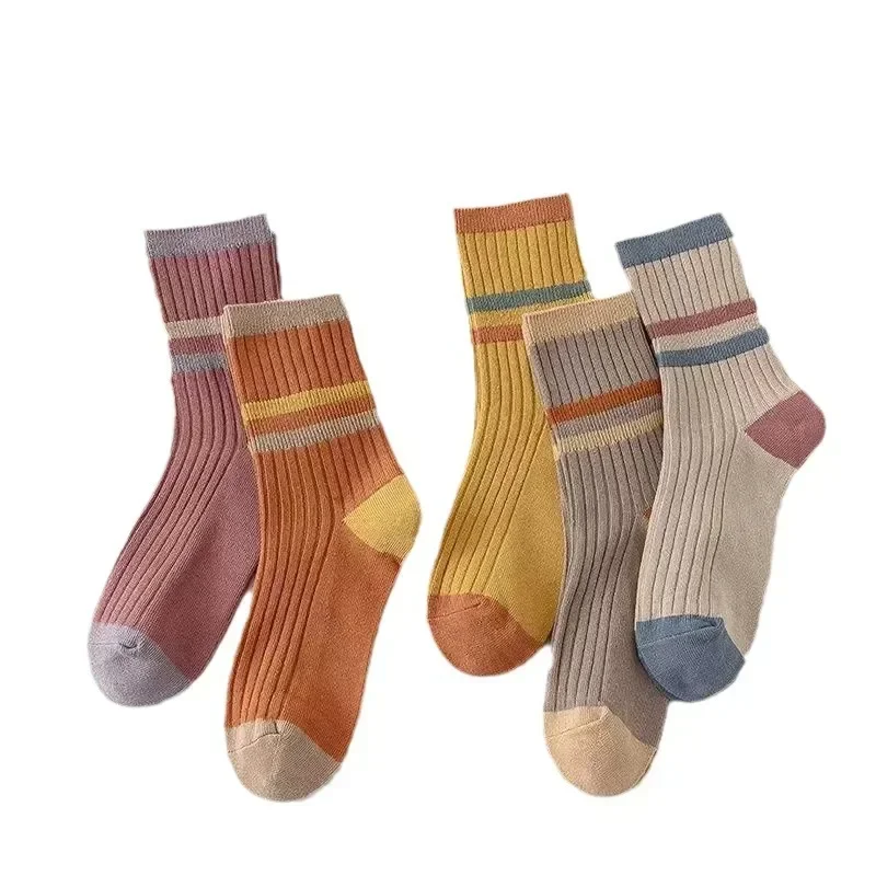 5 Pairs Striped Print Socks for Women Comfy Soft Mid Tube Socks Winter  Harajuku Funny Casual Sock Women's Stockings Hosiery thumbnail 6