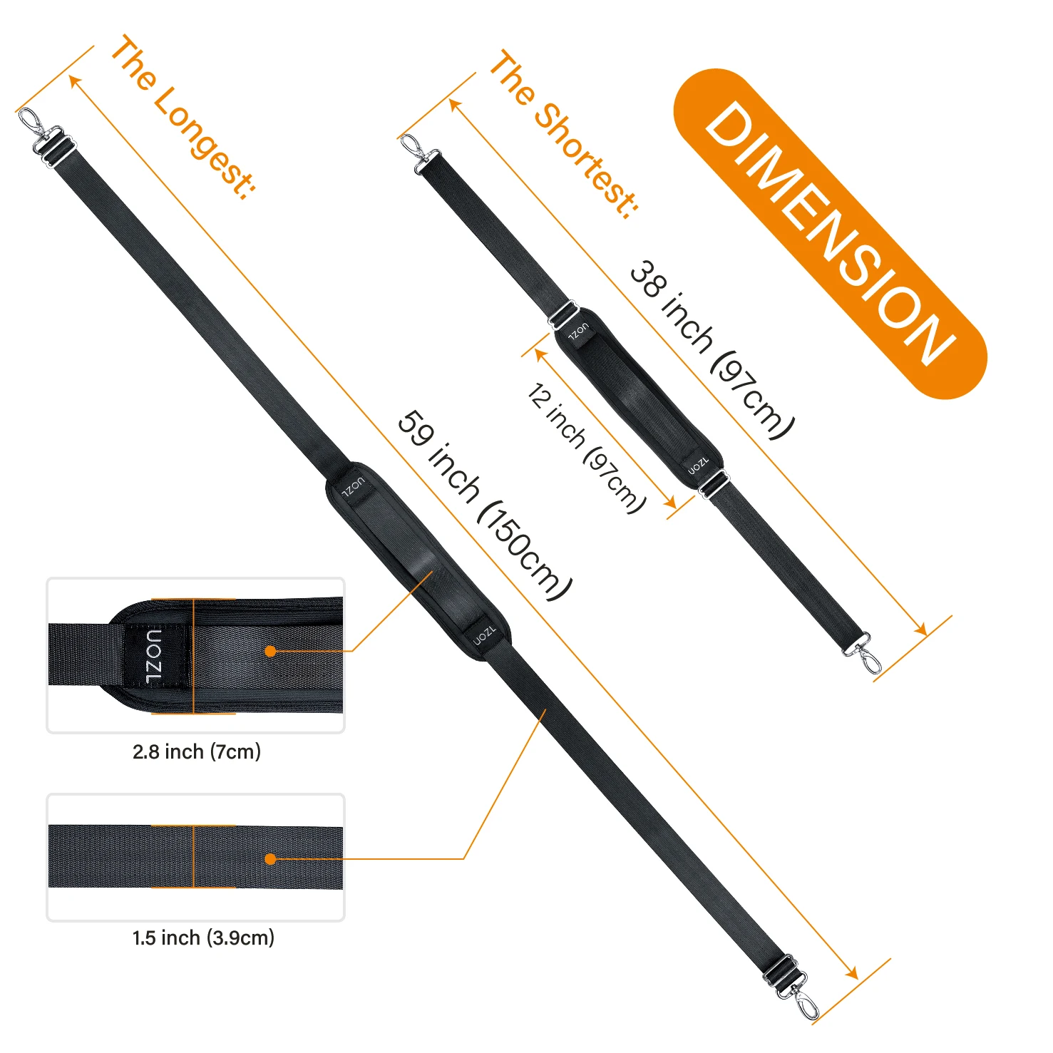 59 Inch Shoulder Strap Universal Replacement Handbag Strap with Fixed Padding and Adjustable Buckle for Single Shoulder Bag thumbnail 2