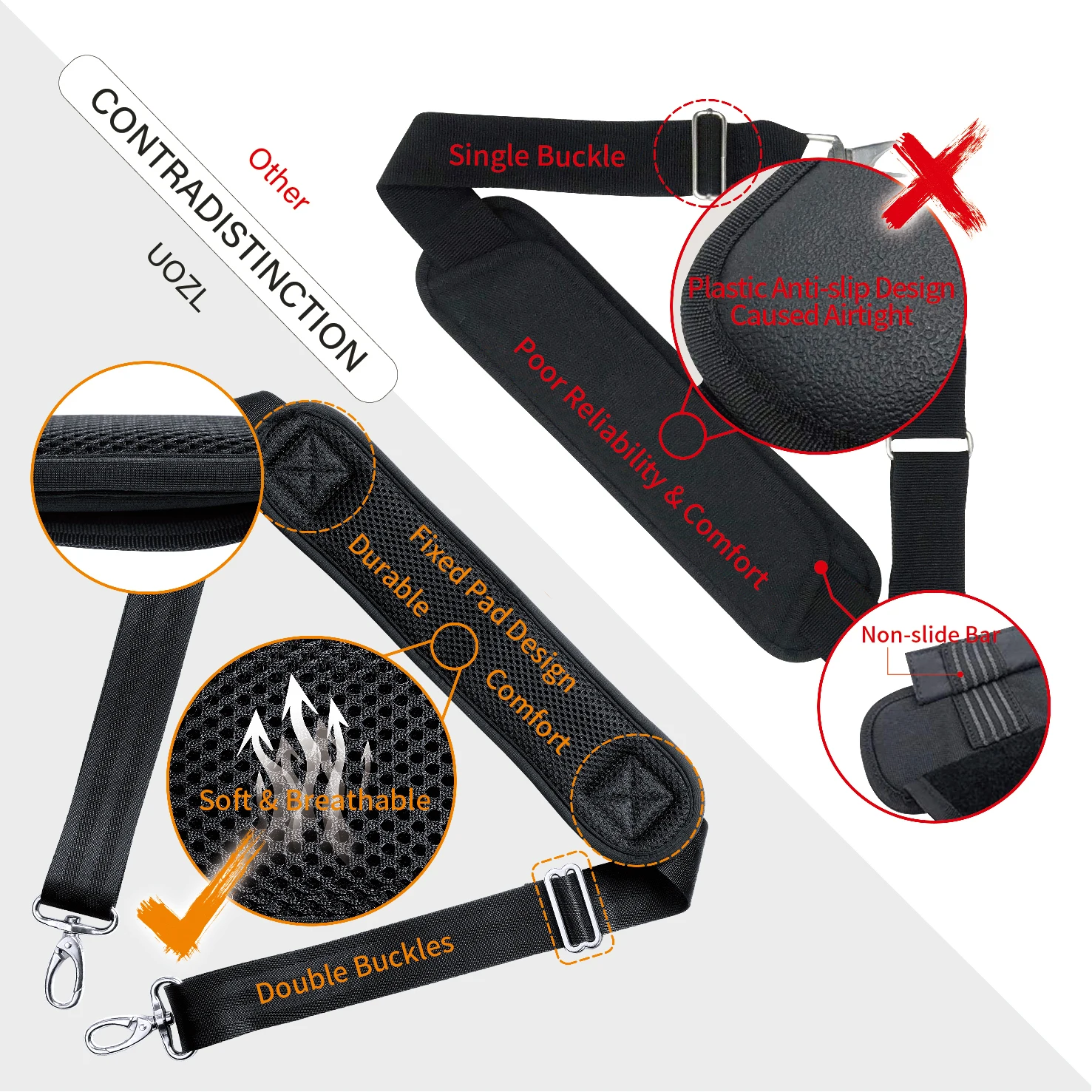 59 Inch Shoulder Strap Universal Replacement Handbag Strap with Fixed Padding and Adjustable Buckle for Single Shoulder Bag thumbnail 4