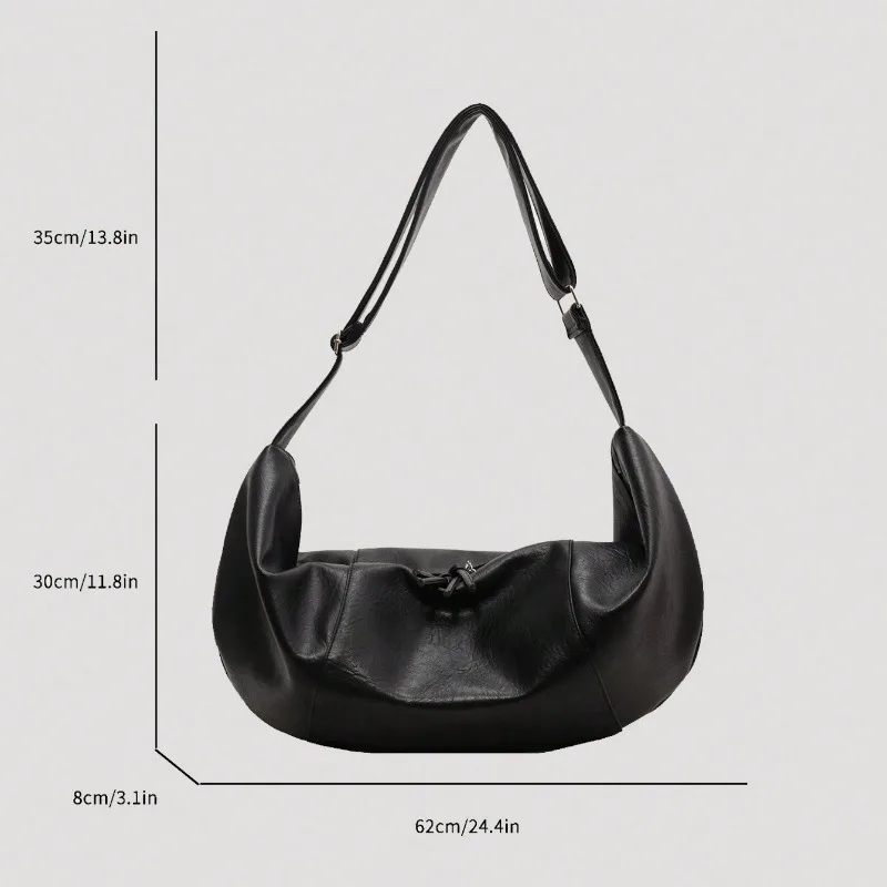 Stylish Dumpling Shaped PU Crossbody Bag for Men, Suitable for Casual Outings and Large Capacity Needs thumbnail 2