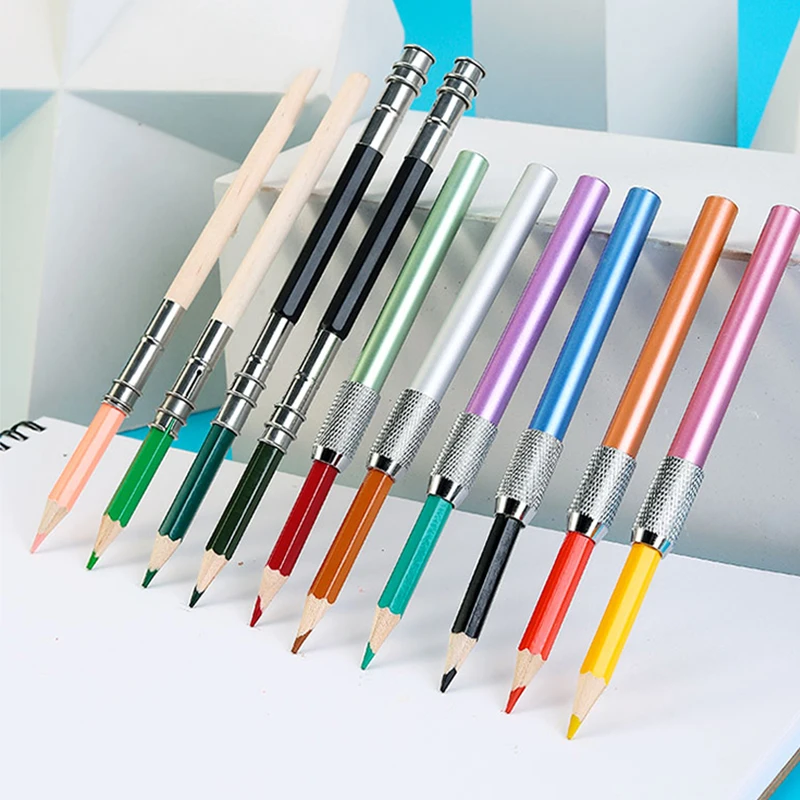 Adjustable Metal Anti-slip Pencil Lengthener Pencil Extender Holder for Colored Sketch Pencils School Office Stationery Supplies thumbnail 2