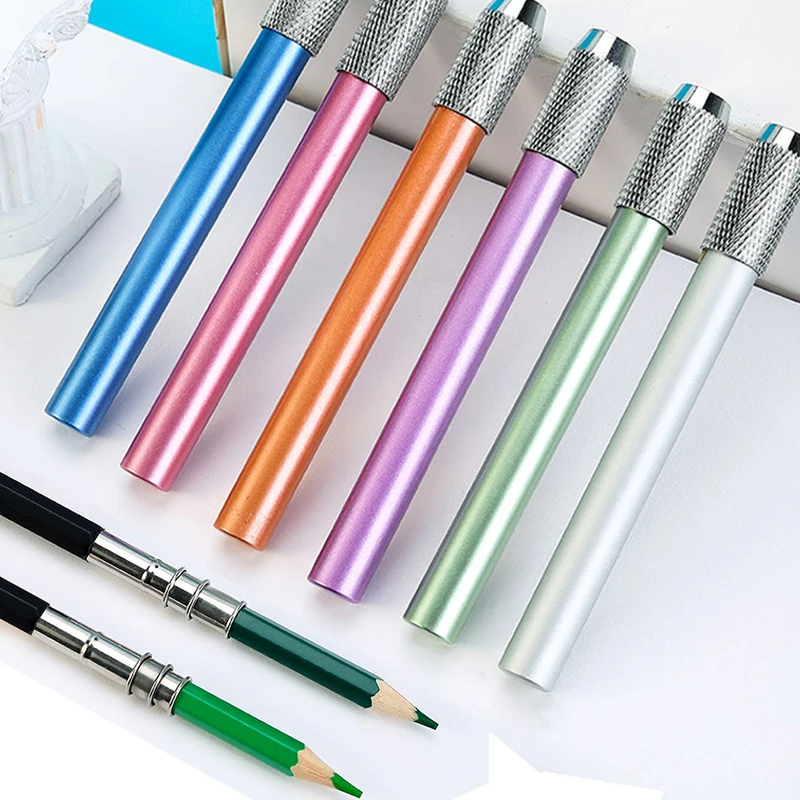 Adjustable Metal Anti-slip Pencil Lengthener Pencil Extender Holder for Colored Sketch Pencils School Office Stationery Supplies thumbnail 3