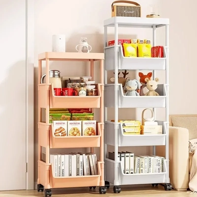 Trolley Bookshelf Kitchen Storage Slit Storage Cabinet Bathroom Living Room Home Organizer Rack Kitchen Corner Narrow thumbnail 3