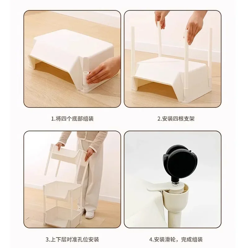 Trolley Bookshelf Kitchen Storage Slit Storage Cabinet Bathroom Living Room Home Organizer Rack Kitchen Corner Narrow thumbnail 6