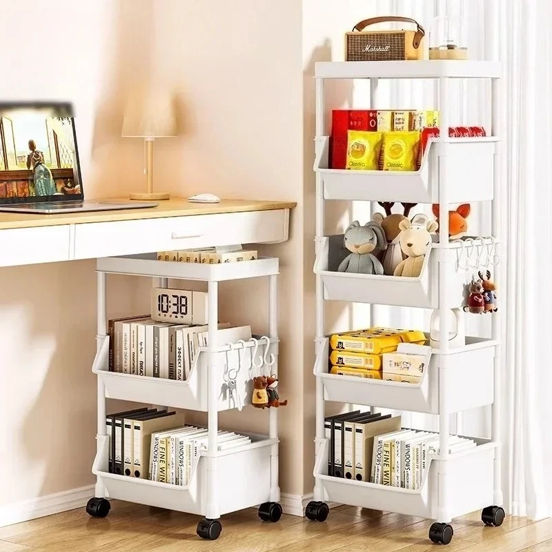 Trolley Bookshelf Kitchen Storage Slit Storage Cabinet Bathroom Living Room Home Organizer Rack Kitchen Corner Narrow thumbnail 2
