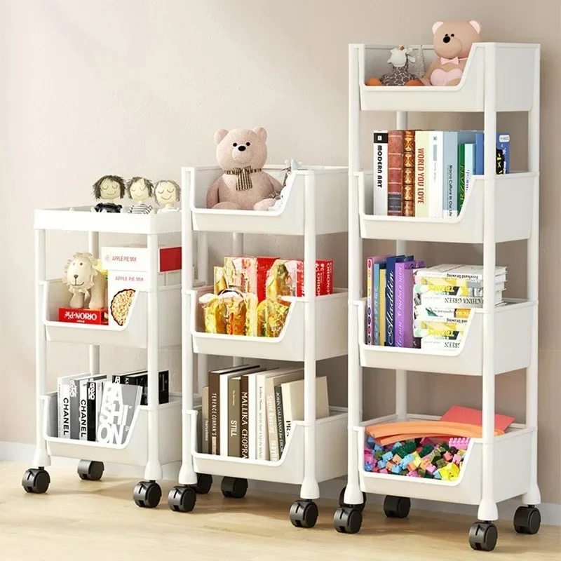 Trolley Bookshelf Kitchen Storage Slit Storage Cabinet Bathroom Living Room Home Organizer Rack Kitchen Corner Narrow thumbnail 4