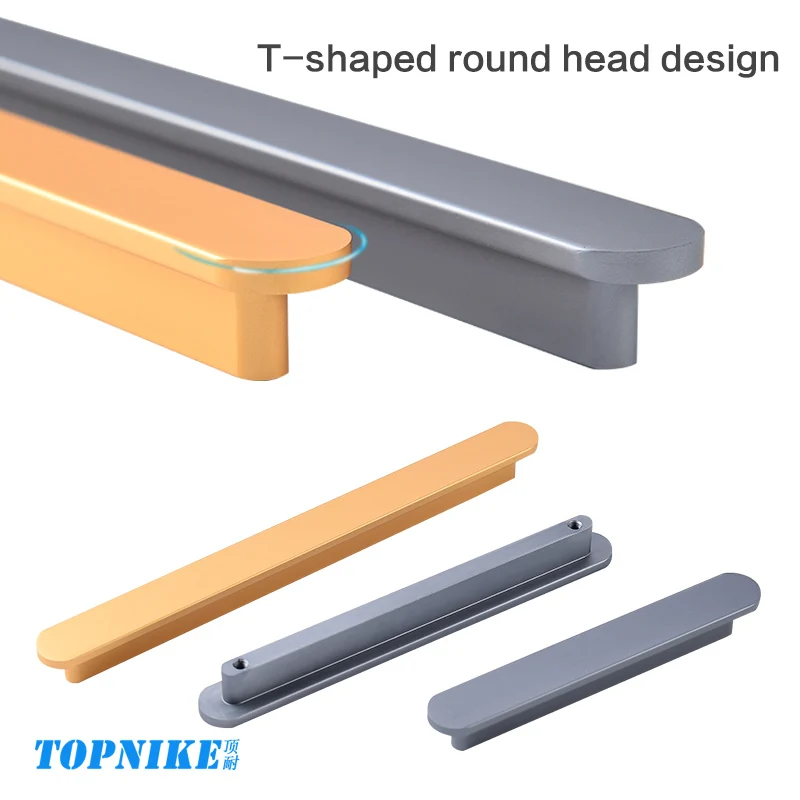 Modern style wardrobe cabinet bathroom cabinet black pulls drawer handles furniture cupboard aluminum alloy handle thumbnail 3