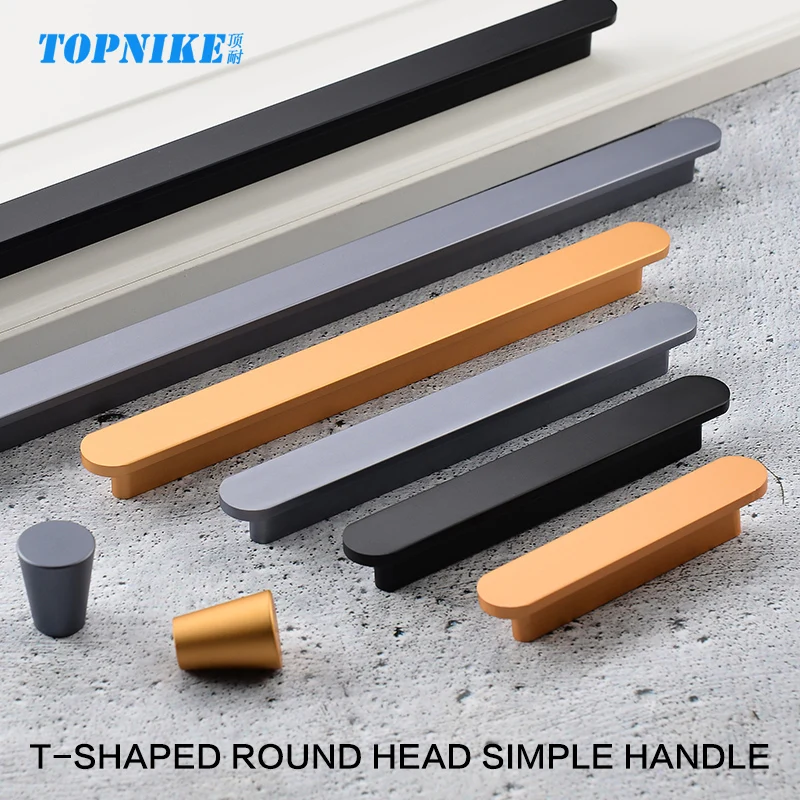 Modern style wardrobe cabinet bathroom cabinet black pulls drawer handles furniture cupboard aluminum alloy handle