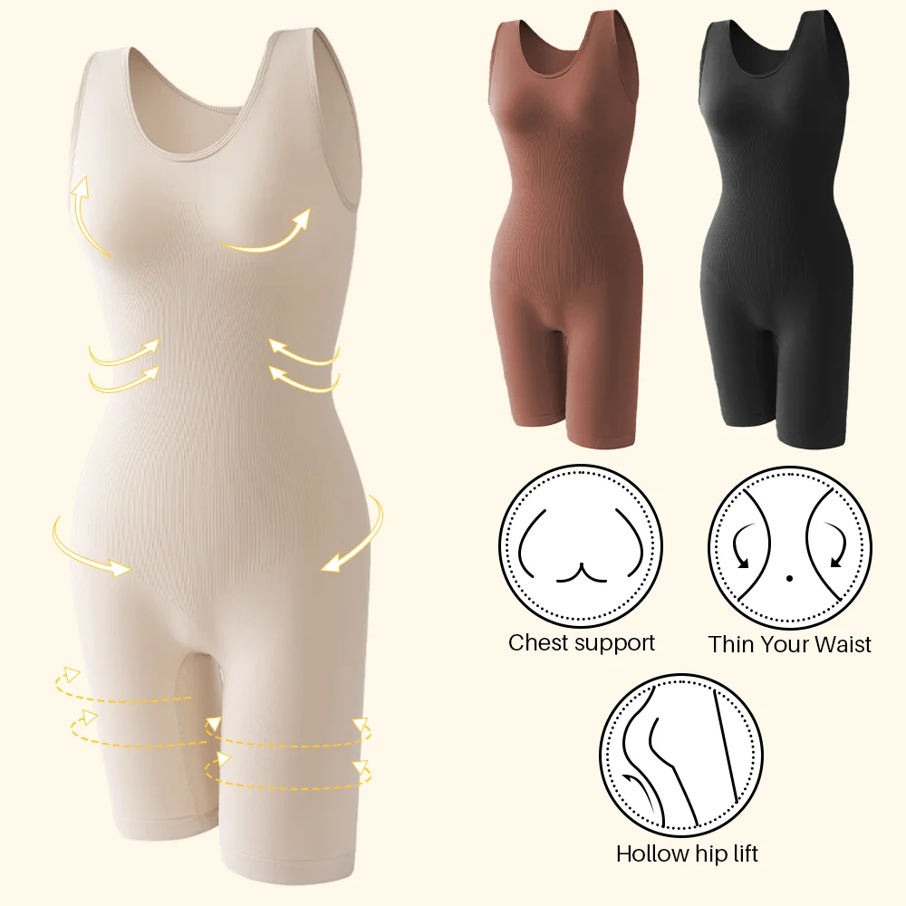 POKARLA Sexy Bodysuits Full Coverage Shapewear Thigh Slim Body Suit Wide Shoulder Body Shaper Jumpsuit Seamless Shapers Slimmer thumbnail 5