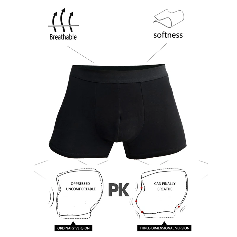 4pcs black Mens Underware Men Boxer shorts Cotton Underwear for man Boxers Sexy Male Underpants Men's Panties Brand thumbnail 6