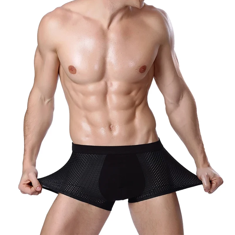 L-8XL Plus Banboo Fiber Men Underwear Male boxer Solid Panties Shorts Men's  Underpants Breathable Intimate Man boxers 4pcs thumbnail 3