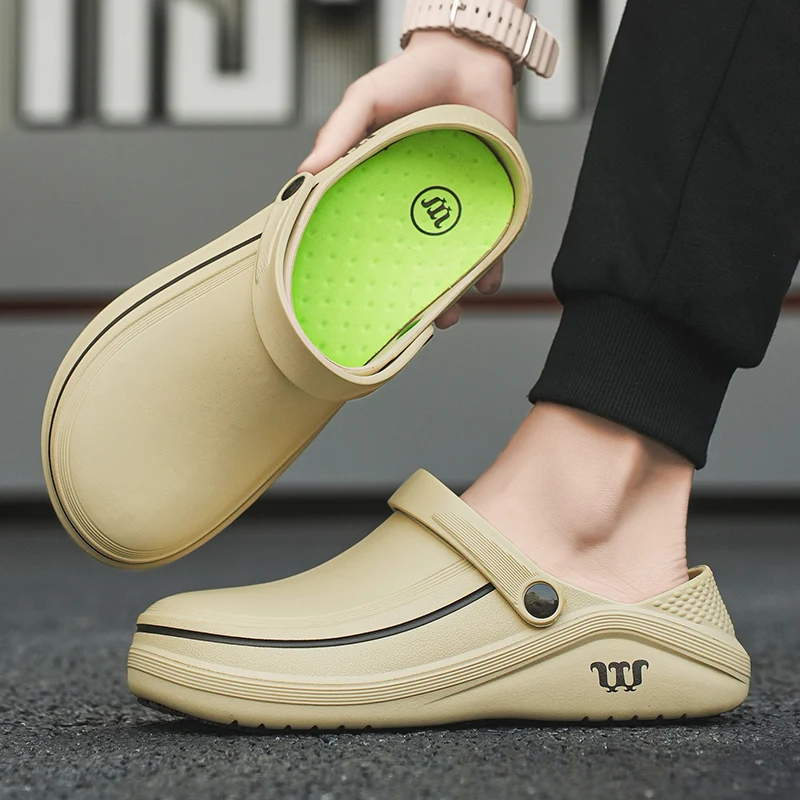 Men Sandals Garden Clogs Waterproof Anti-Slip Oil-Resistant Chef Shoes Comfortable  Slippers Women Workers Outdoor Fishing Shoes thumbnail 3